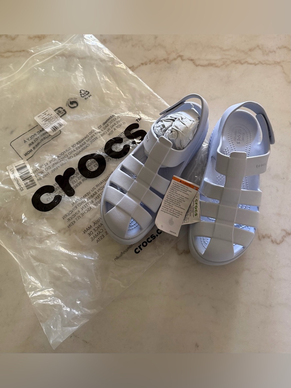 CROCS Kids' Strappy Fisherman Sandals in Pale Blue